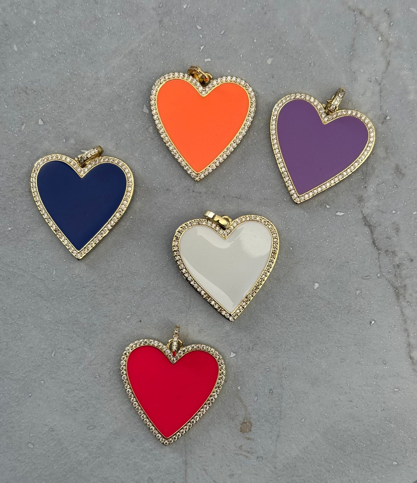 HEART PENDANT 311MM MIXED COLORS GOLD PLATED 18 KT ENAMEL 1 PC