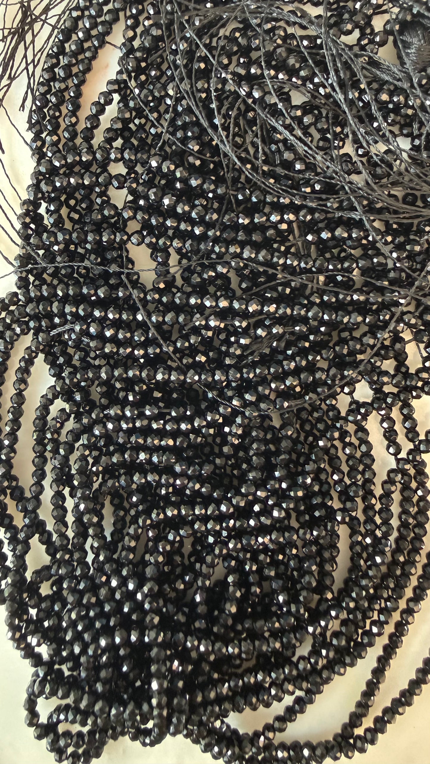 GLASS BEAD ROUND 3MM BLACK FACETED ABOUT 126 BEADS PER 1 STRAND
