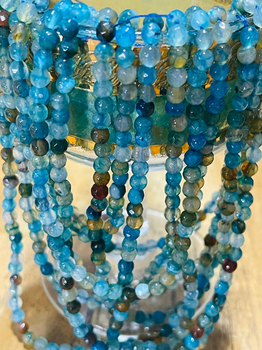 AGATE 4MM ROUND TURQUOISE FROST