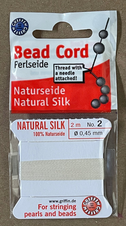 Silk cord white with needle .045 2 meters