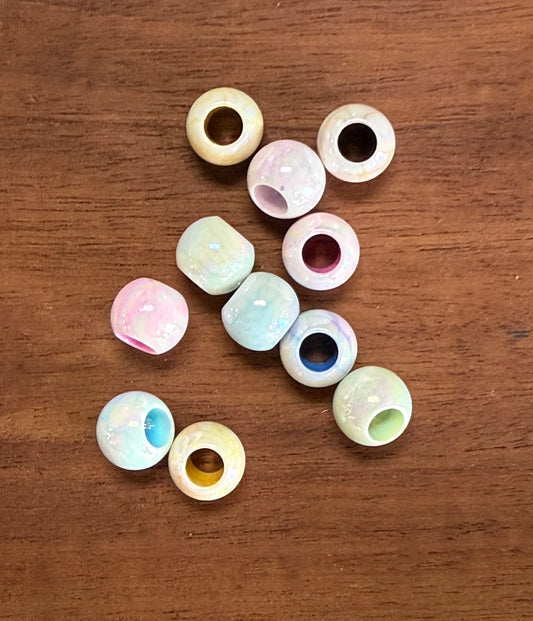 PEARLIZED PASTELS ROUND BEAD LARGE HOLE 2 PC