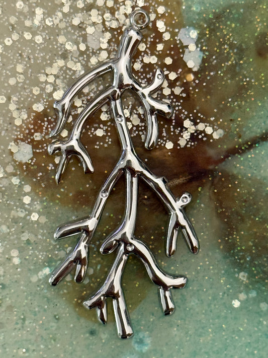 PENDANT CORAL BRANCH STAINLESS STEEL 46X22MM 1 PC
