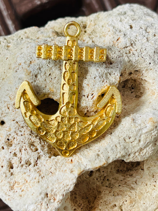 PENDANT ANCHOR MATTE GOLD 35MM 1 PC