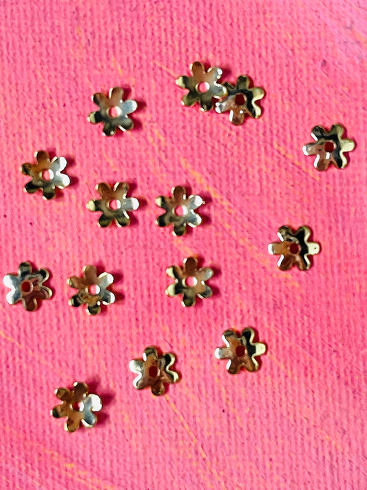 BEAD CAP 6MM GOLD PLATE 18KT FLOWER 6 PETALS 20 PC