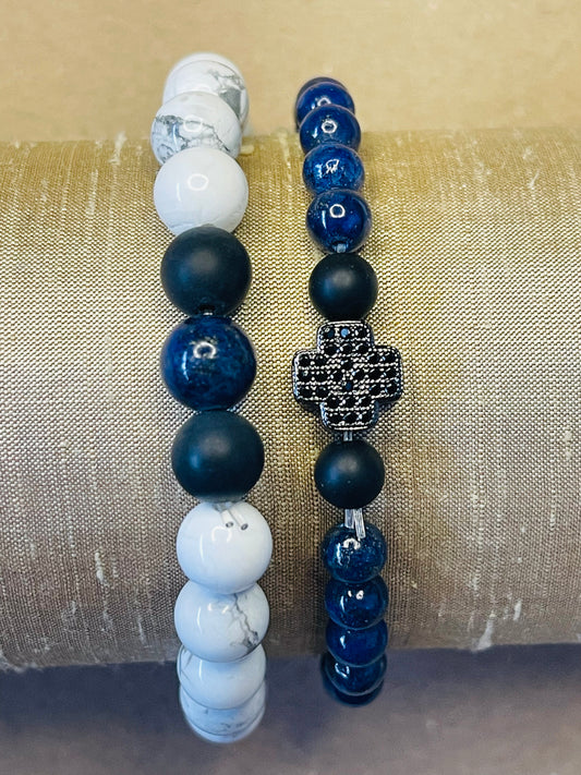 STACKABLE BRACELETS LAPIS LAZULI 2 pc