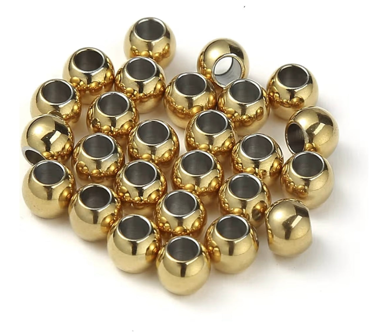 SPACER 10MM STAINLESS STEEL GOLD PLATED 3MM HOLE 4PC