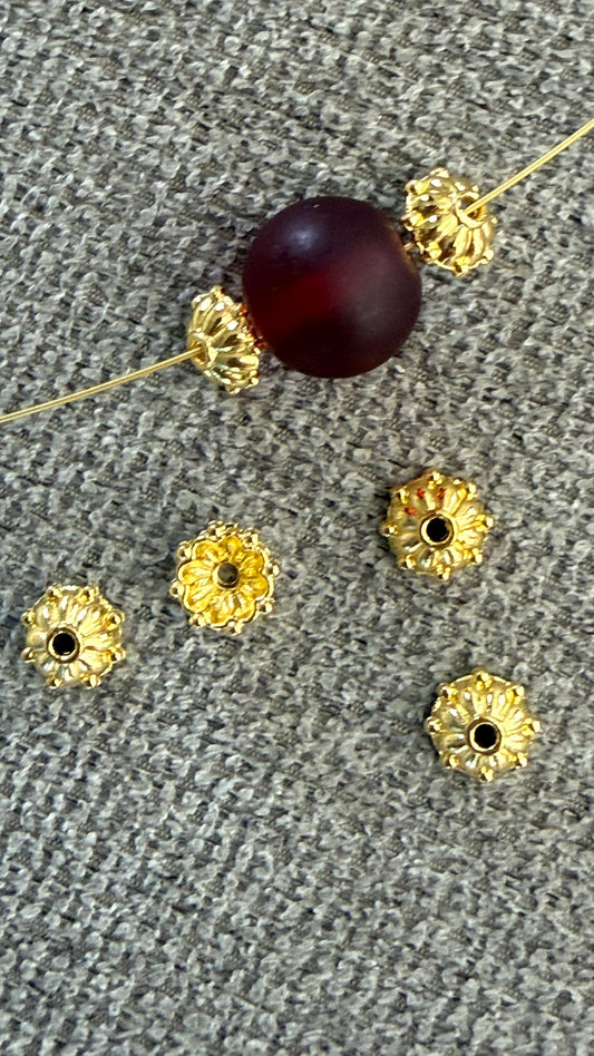 BEAD CAP FLOWER 8X3MM GOLD PLATED 40 PC