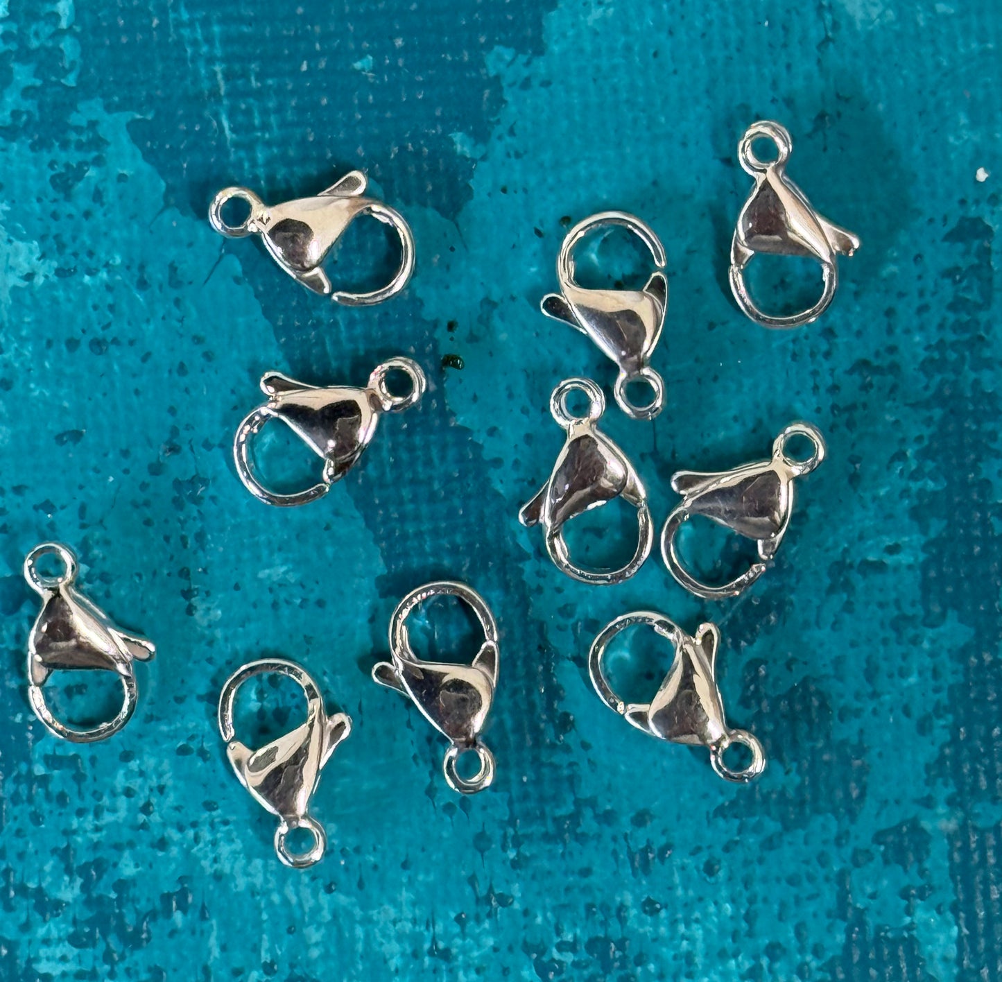 LOBSTER CLASP  11X7MM STAINLESS STEEL SILVER PLATED 10 PC