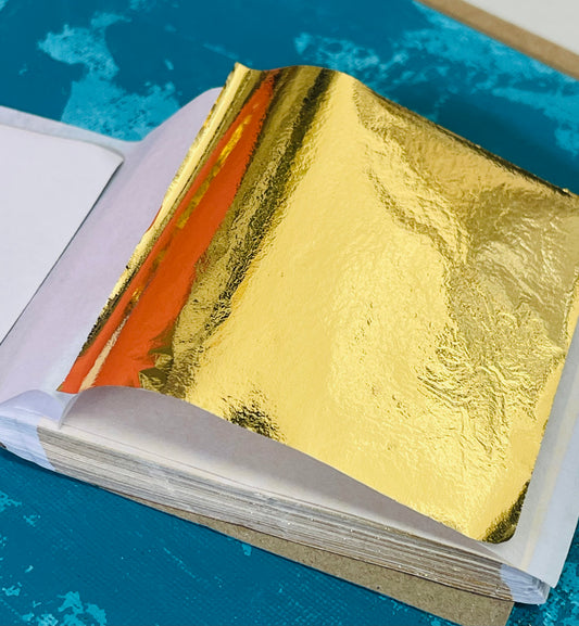Foil paper gold leaf for gilding crafts 3.5x3.5 inches 100 pcs