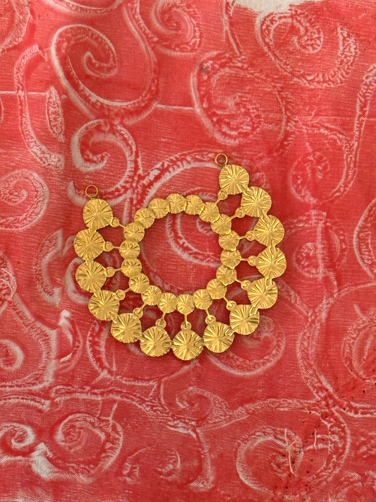 PENDANT DOUBLE LOOP STAINLESS STEEL GOLD PLATE 18KT 38X42 DISKS 1 PC