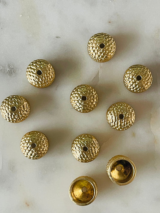 CORD END CAP OVAL MATTE GOLD PLATE 18KT 10 PC