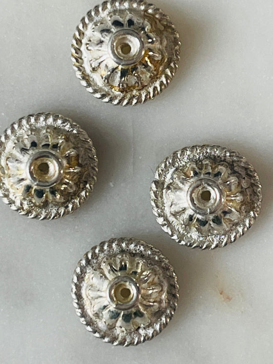 BEAD CAP ANTIQUE SILVER 12 MM 4 PC