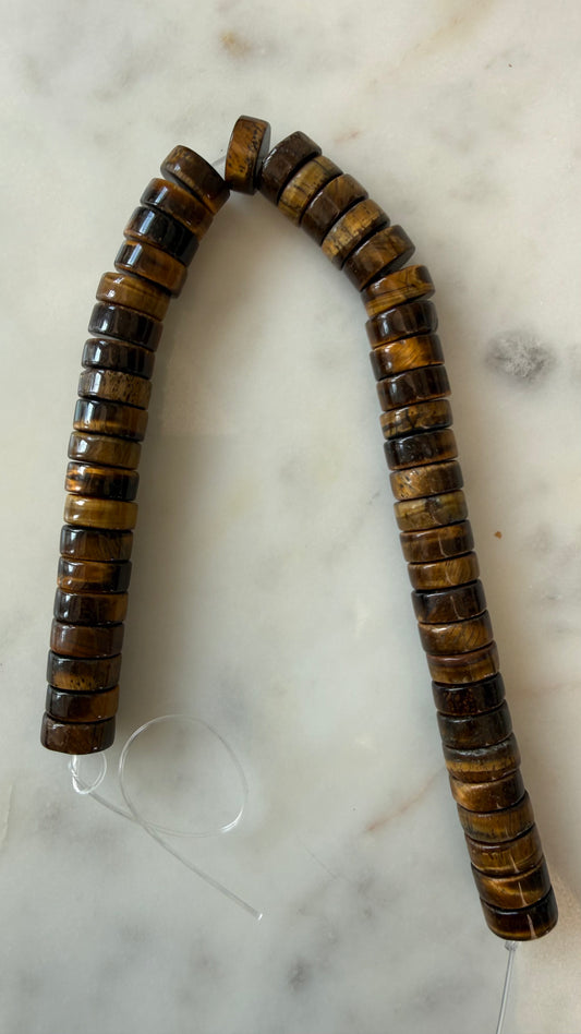 TIGER EYE 10.5x4.5 HEISHI ABOUT 45 BEADS PER 1 STRAND