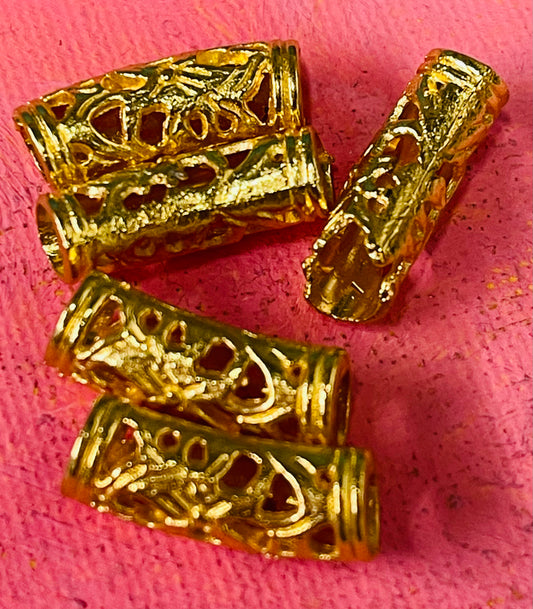 SPACER TUBE GOLD PLATE 19 MM FILIGREE 5 PC