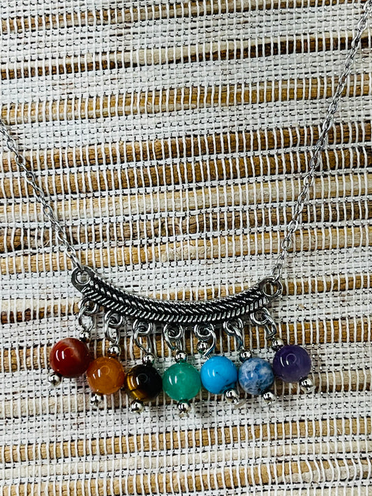 NECKLACE BEADED CURVED RECTANGLE ANTIQUE BRONZE 1 PC