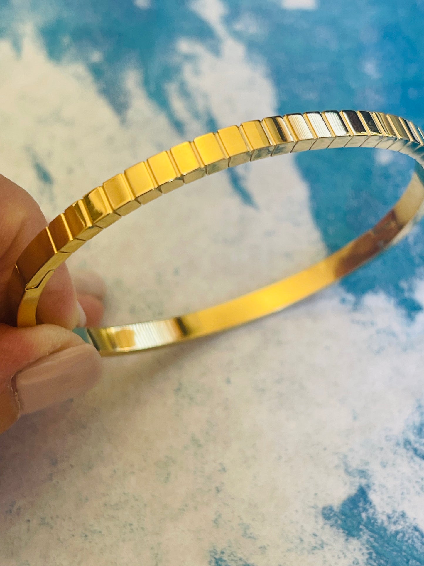 BRACELET BANGLE STAINLESS STEEL 14KT GOLD PLATE 1PC