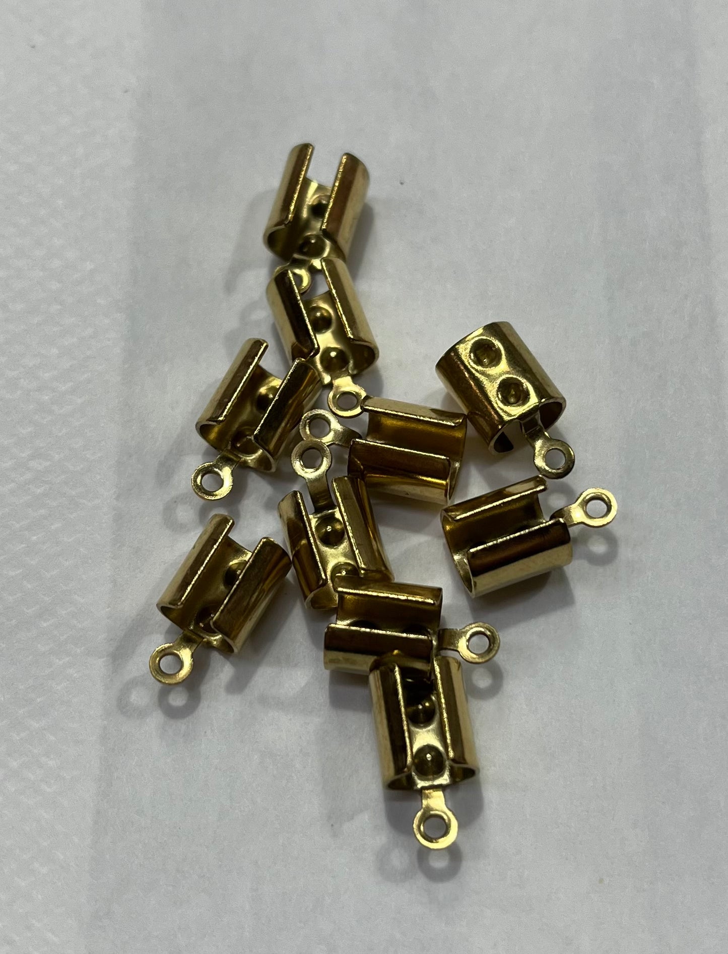 FOLDING CRIMP END 12X6.5MM STAINLESS STEEL GOLD PLATE 10PC