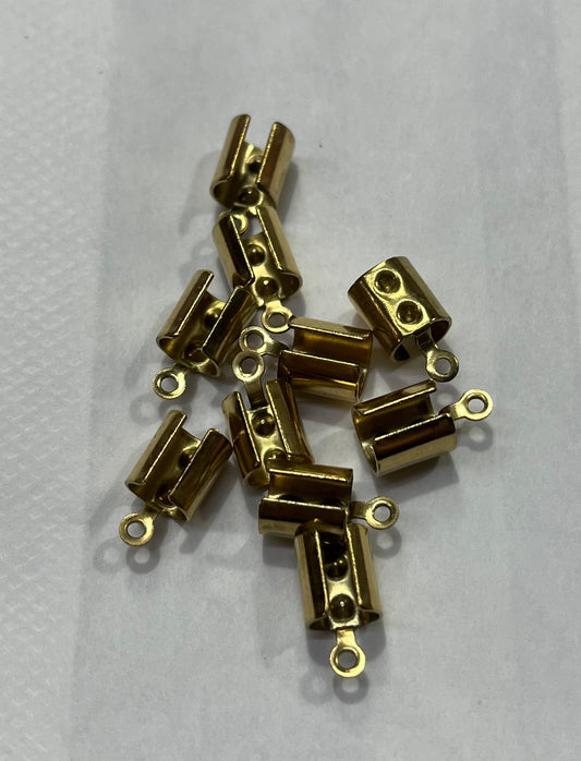 FOLDING CRIMP END 12X6.5MM STAINLESS STEEL GOLD PLATE 10PC