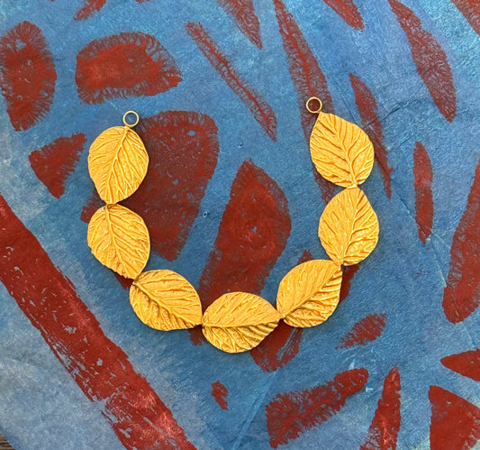 PENDANT LEAF CIRCLE STAINLESS STEEL GOLD PLATE 18KT 41MM 1 PC