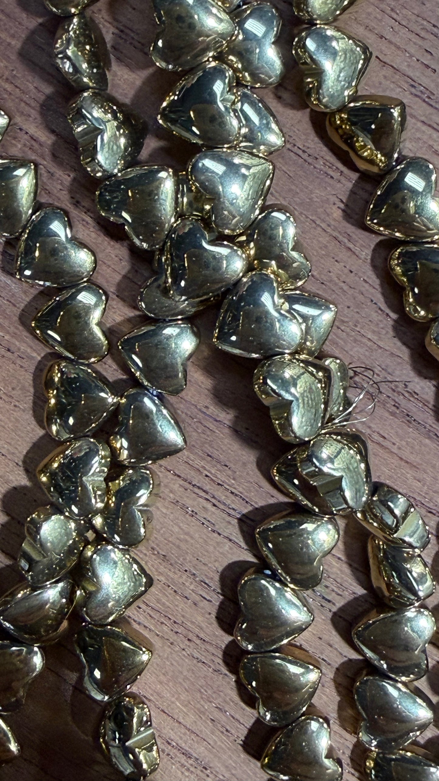 HEMATITE HEART BEAD 6X5MM LIGHT GOLD ABOUT 70 PCS PER 1 STRAND