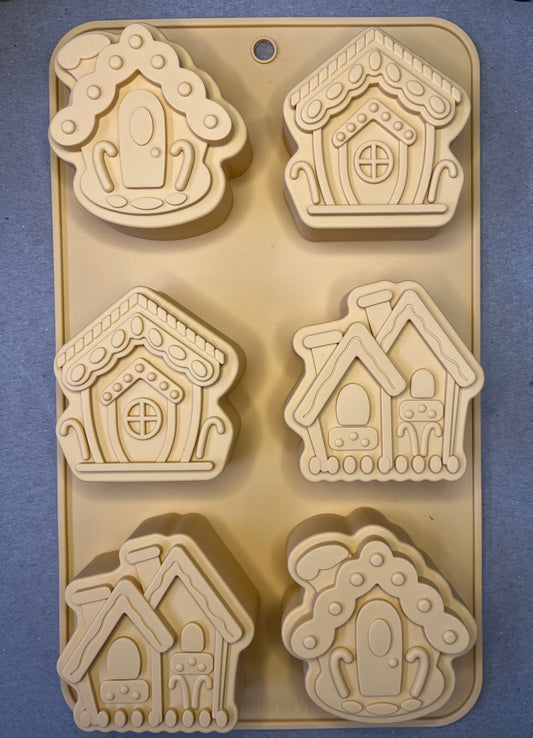 MOLDE SILICONE CASITAS DE GENGIBRE 6 CAVITIES