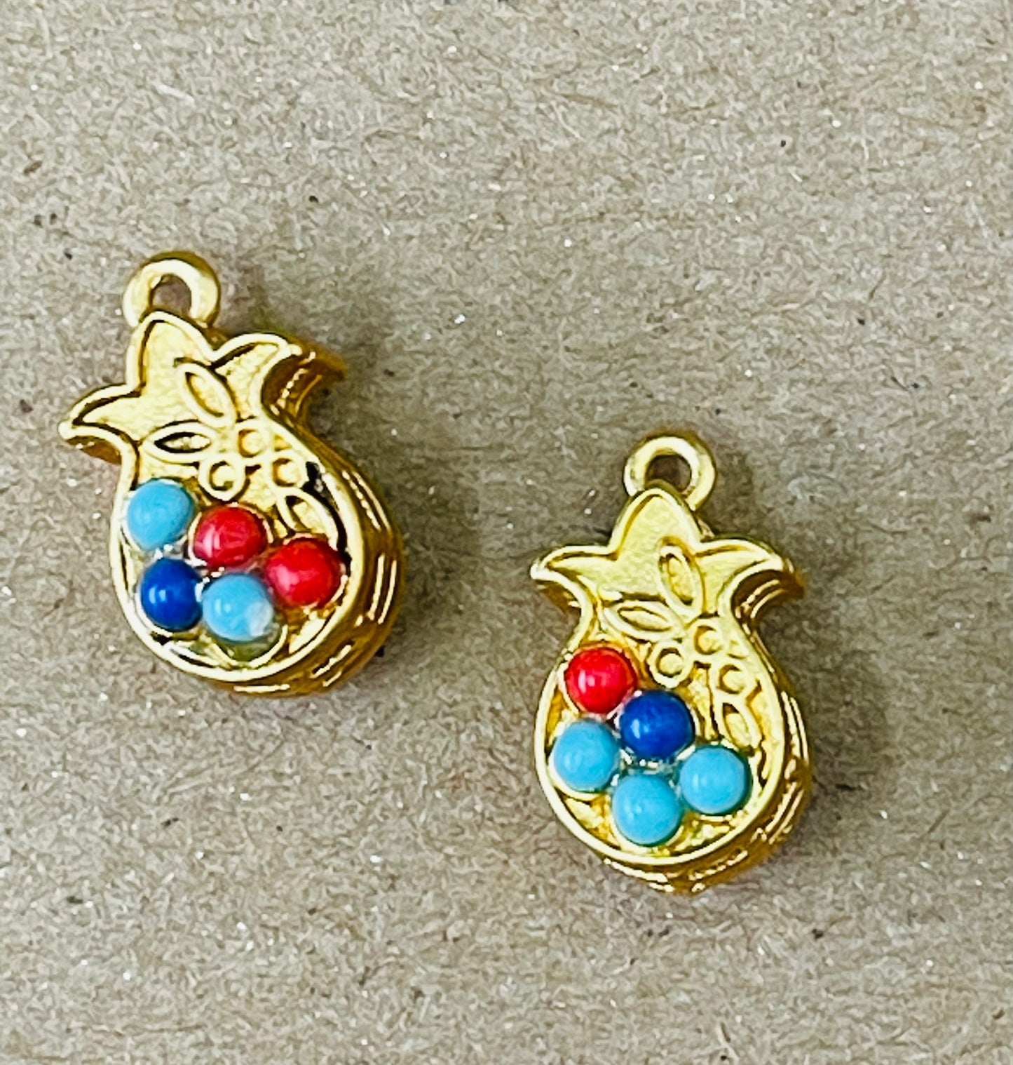 BEAD PINEAPPLE MATTE GOLD 14X8MM 2 PC