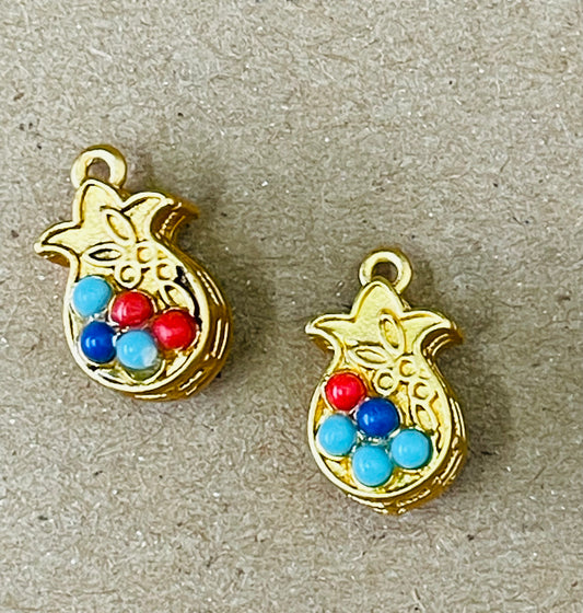 BEAD PINEAPPLE MATTE GOLD 14X8MM 2 PC