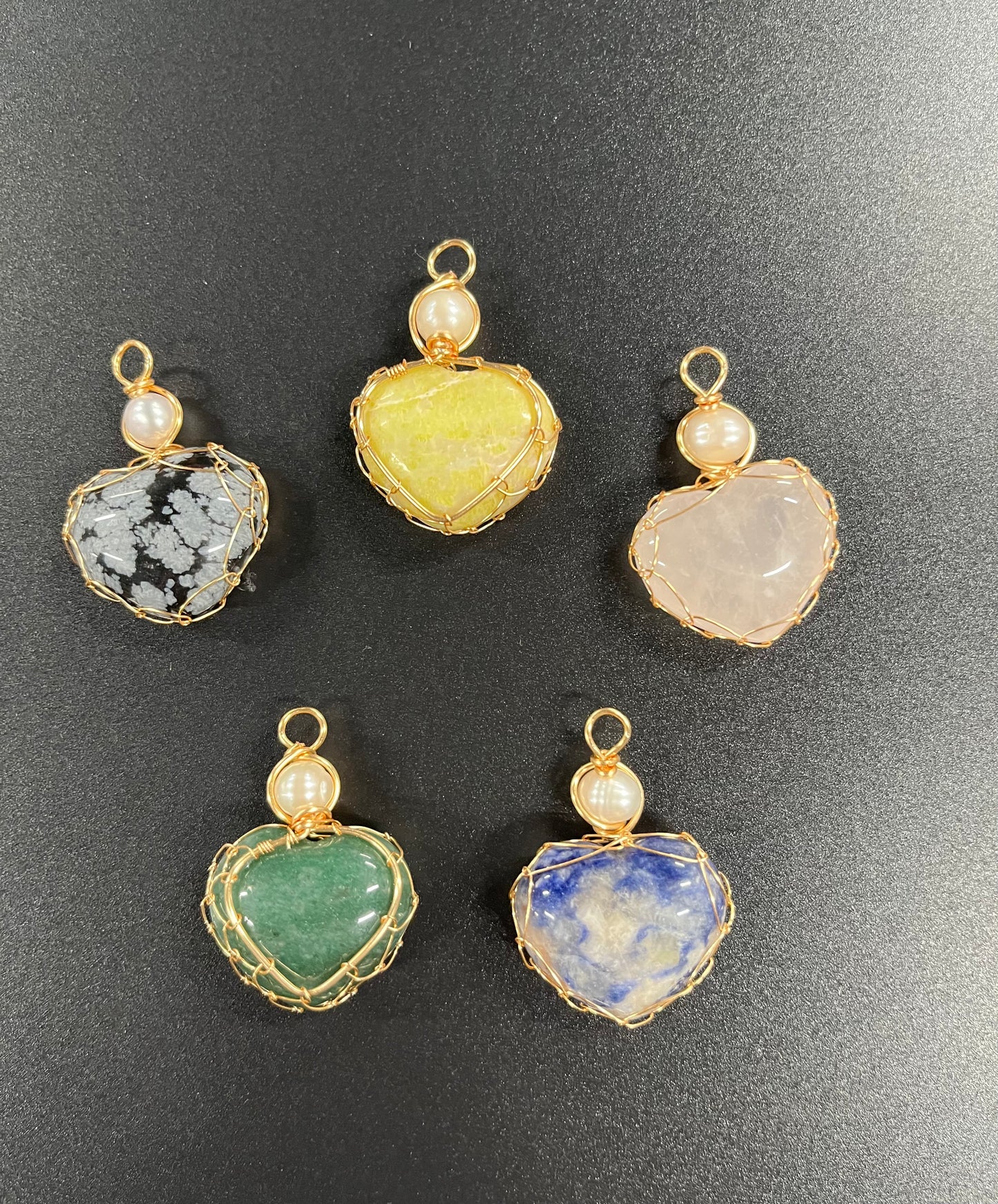 PENDANT NATURAL STONE & FRESHWATER PEARL WIRE WRAPPED 1 PC