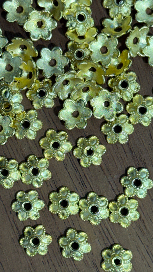 BEAD CAP 8mm GOLD PLATED FLOWER 50 PC