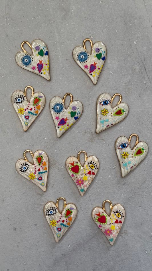 PENDANT HEART ENAMEL 25X34MM 2 PC