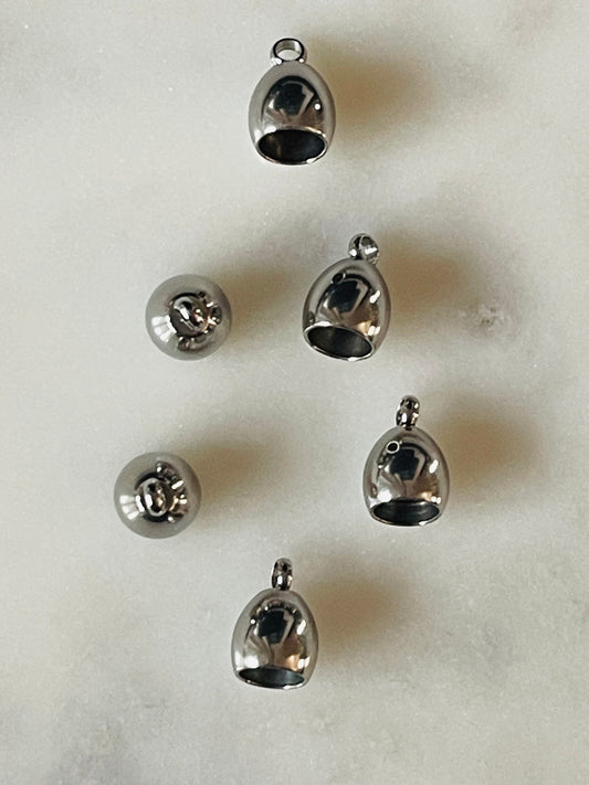 CORD END OVAL WITH LOOP STAINLESS STEEL HOLE 2MM 6PC