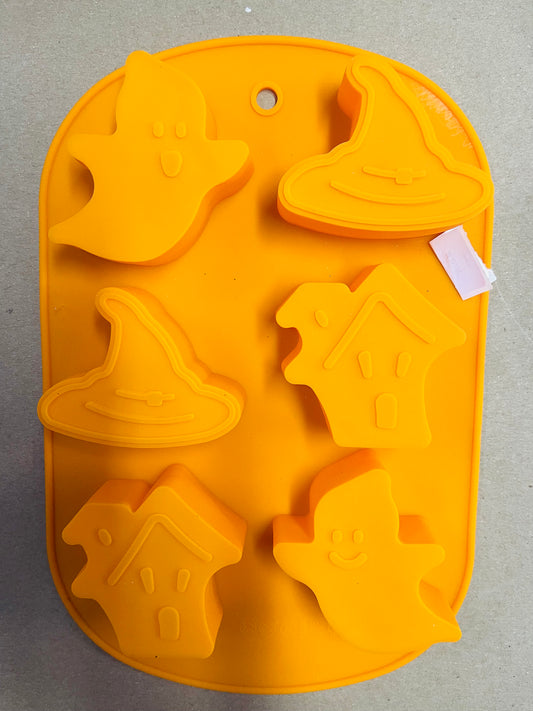 MOLD SILICONE HALLOWEEN GHOSTS & HOUSES 1 PC