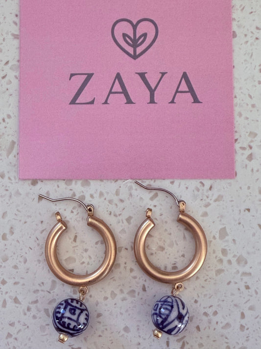 HOOP EARRING PORCELAIN BEAD
