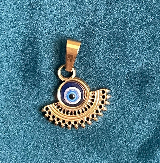 PENDANT FAN STAINLESS STEEL GOLD WITH EYE 14X15MM 1 PC