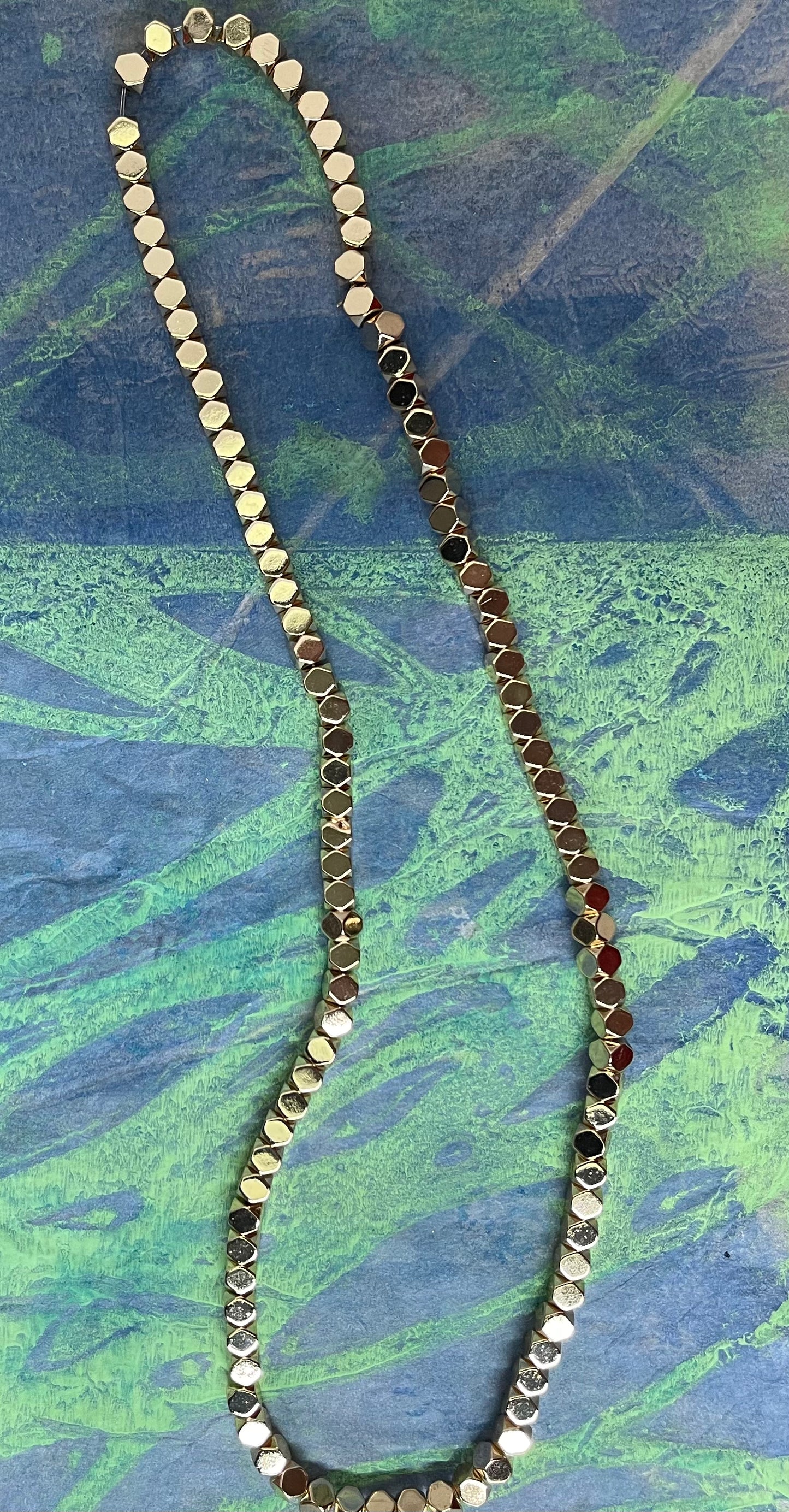 HEMATITE 4X4MM POLYGON LIGHT GOLD ABOUT 98 PC PER 1 STRAND