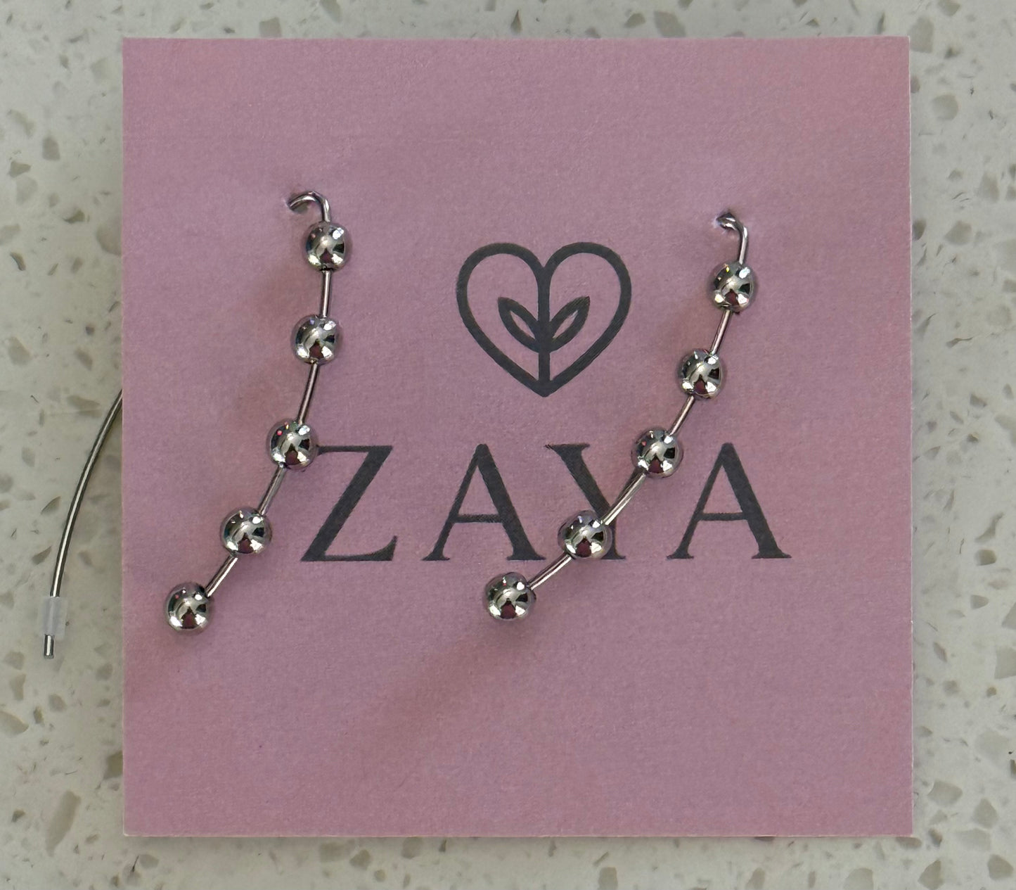 AMELIA SILVER BEADS HOOK EARRINGS