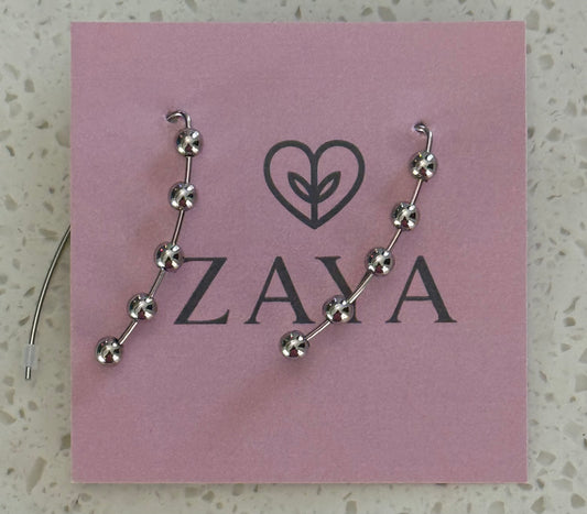 AMELIA SILVER BEADS HOOK EARRINGS