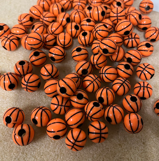 BASKETBALL ACRYLIC BEAD 11X10MM 10 PC