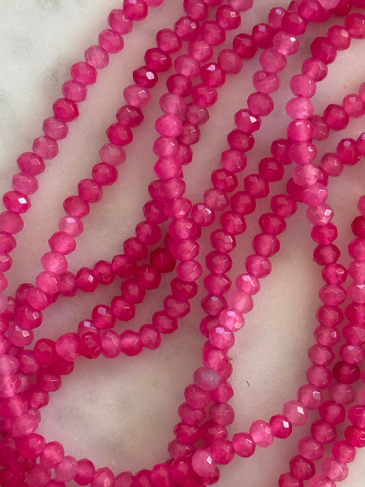MALAYSIA JADE RONDELLE 4X2MM DEEP PINK 1 STRAND