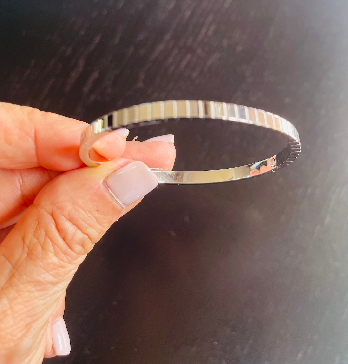BRACELET BANGLE STAINLESS STEEL SILVER PLATED 1 PC