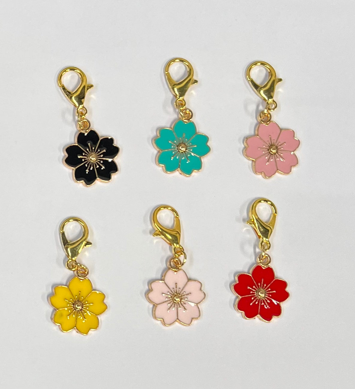 CHARM FLOWER ENAMEL WITH LOBSTER CLASP 38MM LONG 5 PC