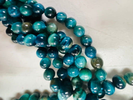 TIGER EYE 8MM ROUND SKY BLUE 1 STRAND