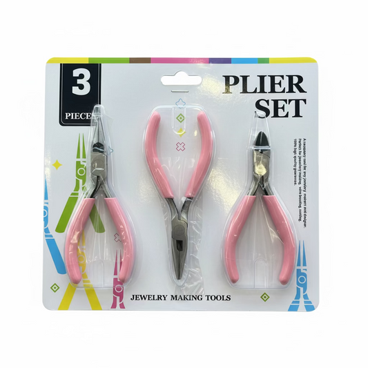 PLIER SET 3 PC PINK HANDLE STEEL