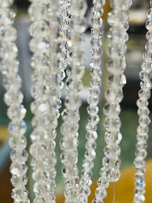 GLASS 4MM ROUND CLEAR ABOUT 96 BEADS PER 1 STRAND