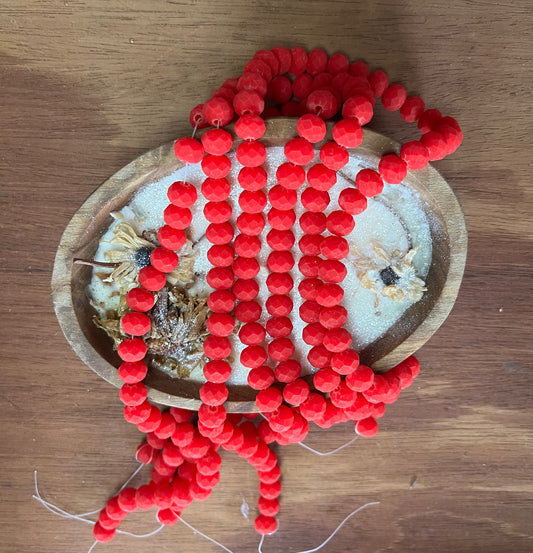 GLASS RONDELLE 8 MM CRIMSON MATTE 1 STRAND