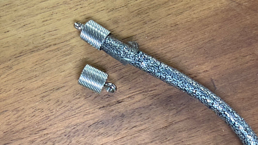 CORD END 7MM STAINLESS STEEL DIAGONAL TEXTURED 2 PC