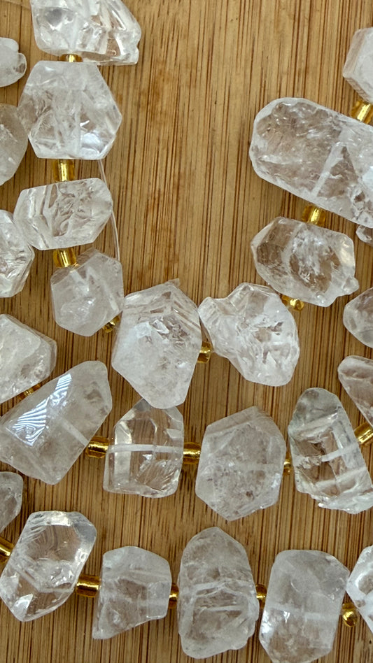 NATURAL QUARTZ CRYSTAL NUGGETS 15-27MM 12 PCS PER 1 STRAND