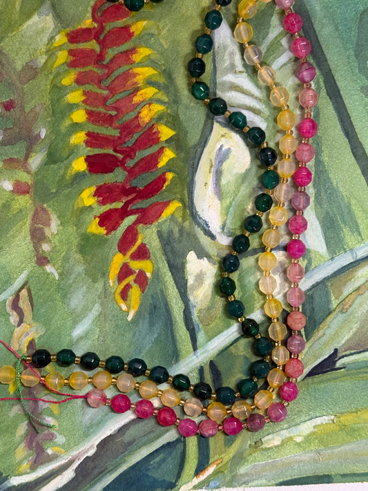 NATURAL AGATE 8MM FACETED MIXWD COLORS 1 STRAND