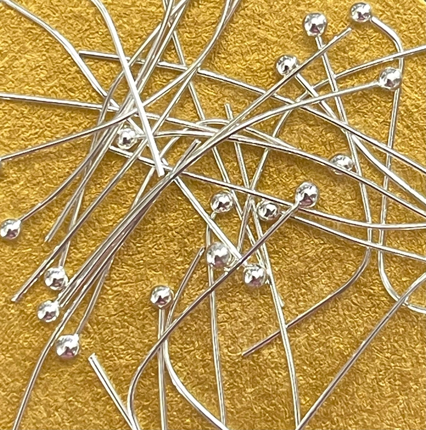 HEADPIN BALL HEAD 30MM SILVER PLATE 24 GA 4 GRAMS APROX 50 PC