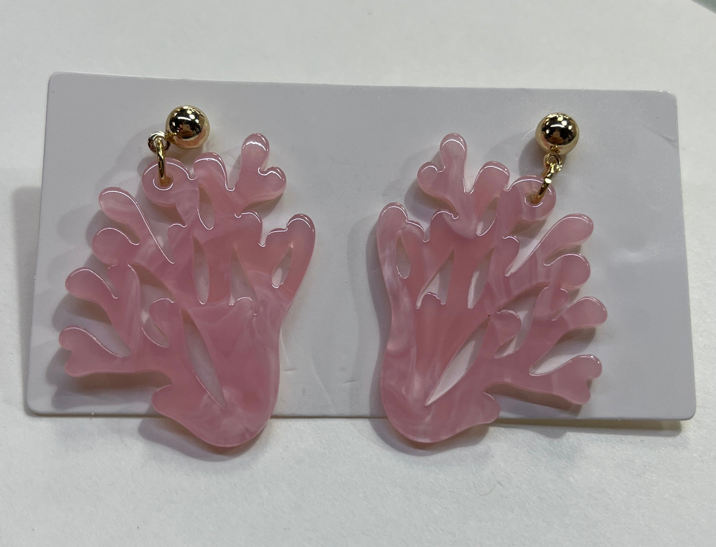 ACRYLIC SST STUD EARRINGS PINK